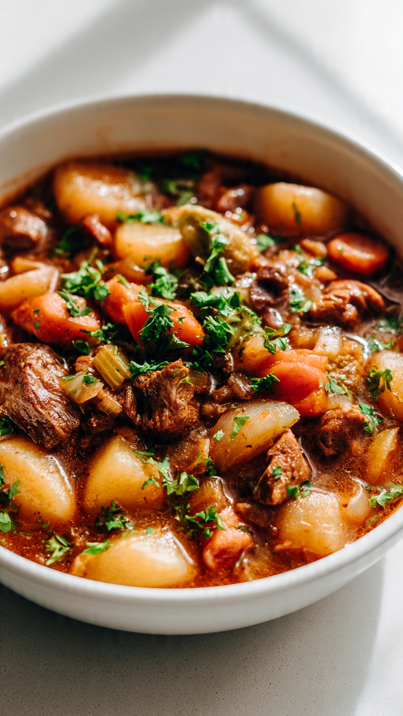 Crockpot Garlic Steak Bites and Cheese Tortellini
